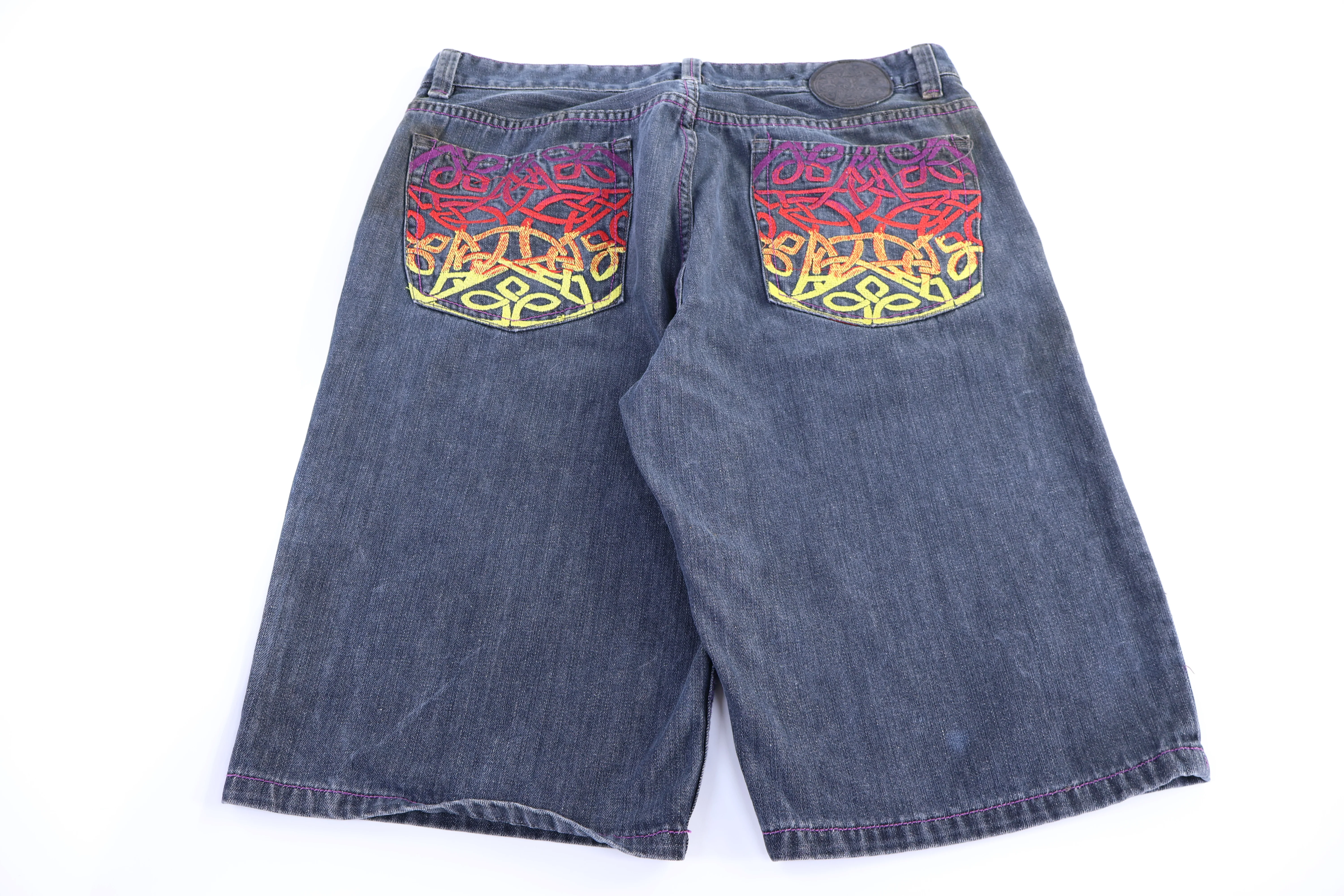 Y2K Embroidered Dark Wash Denim shorts