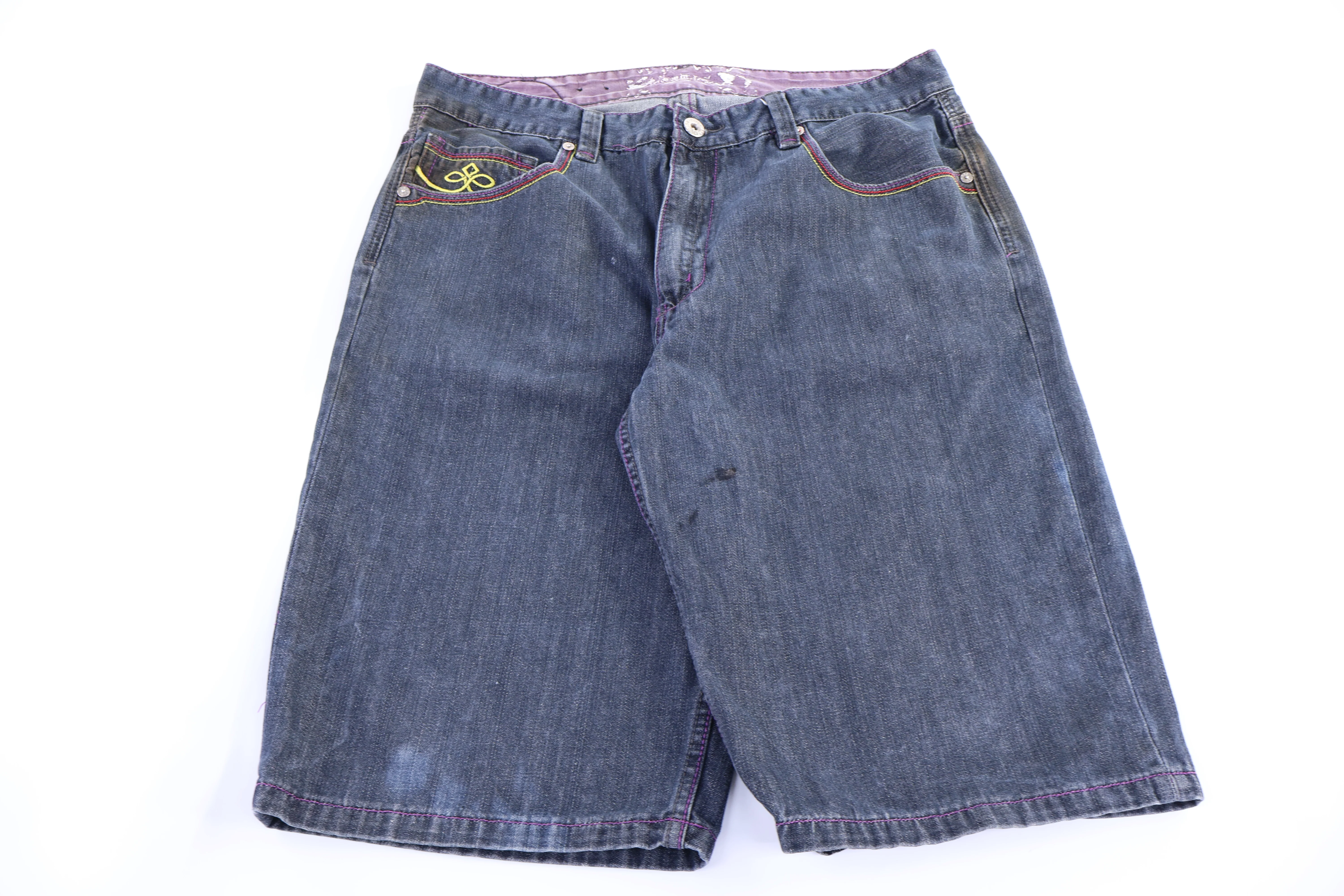 Y2K Embroidered Dark Wash Denim shorts - Image 2