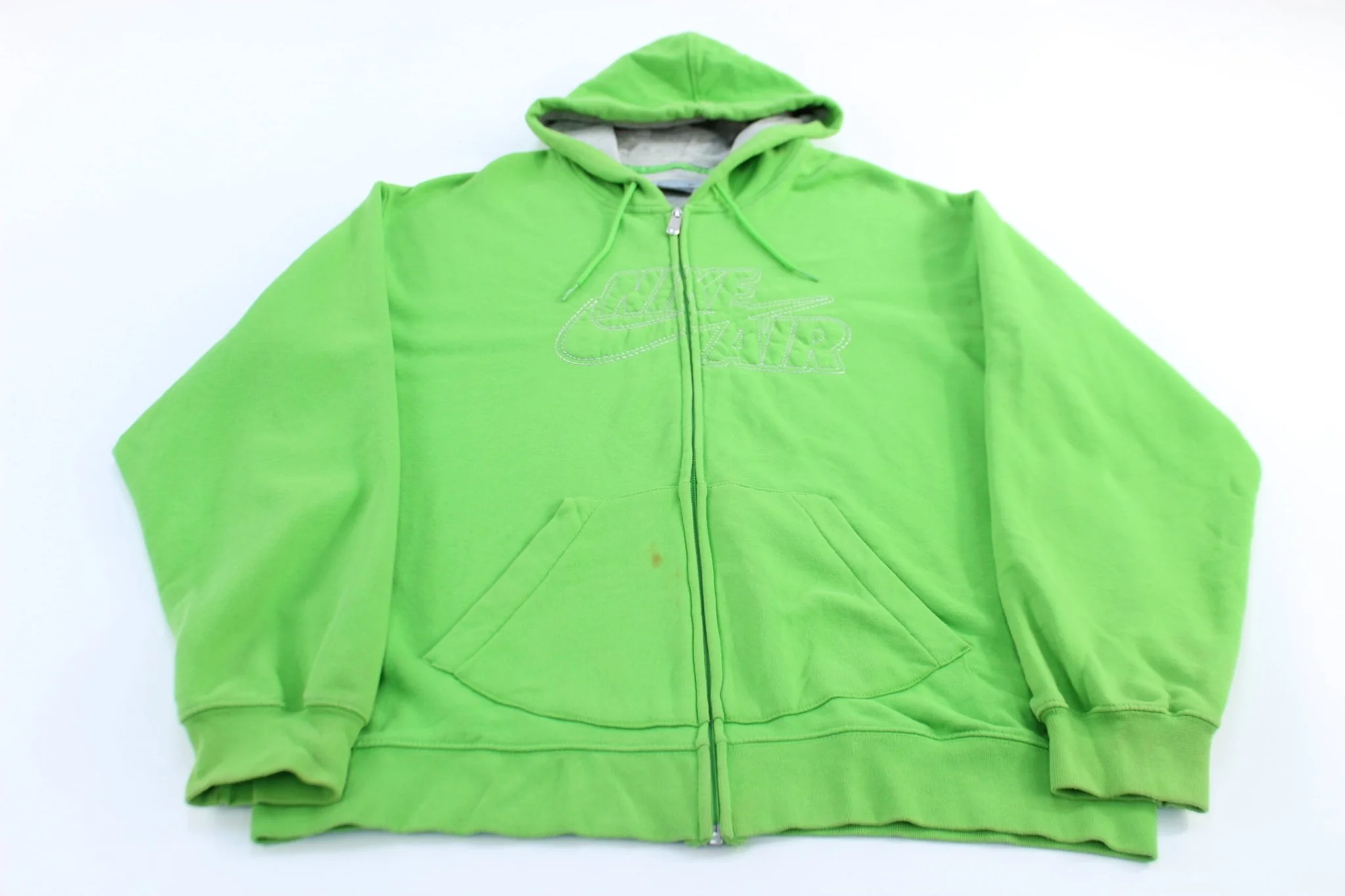 Y2K Nike Air Embroidered Logo Green Full Zip Hoodie
