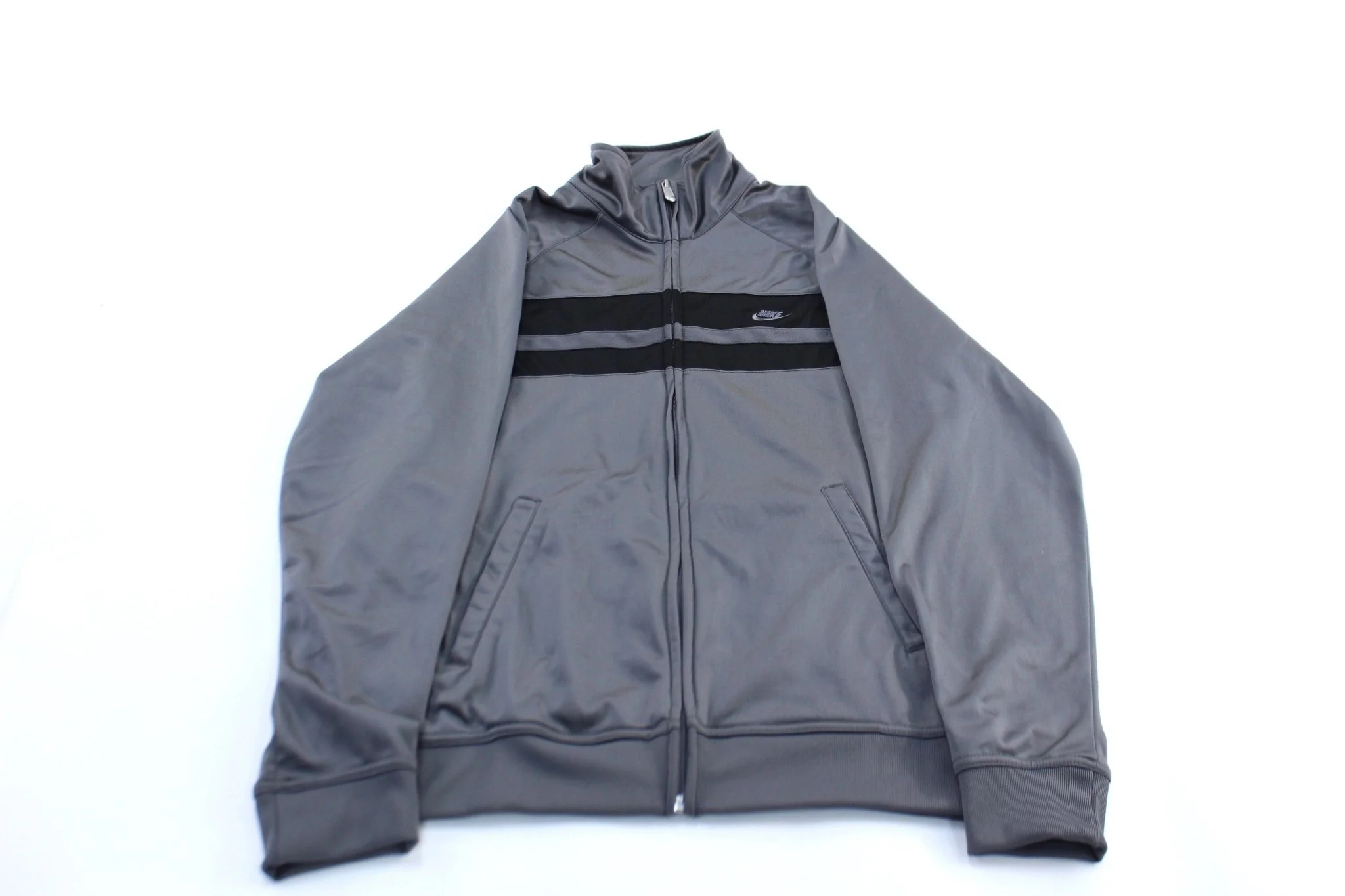 Y2K Nike Embroidered Logo Grey & Black Zip Up Jacket