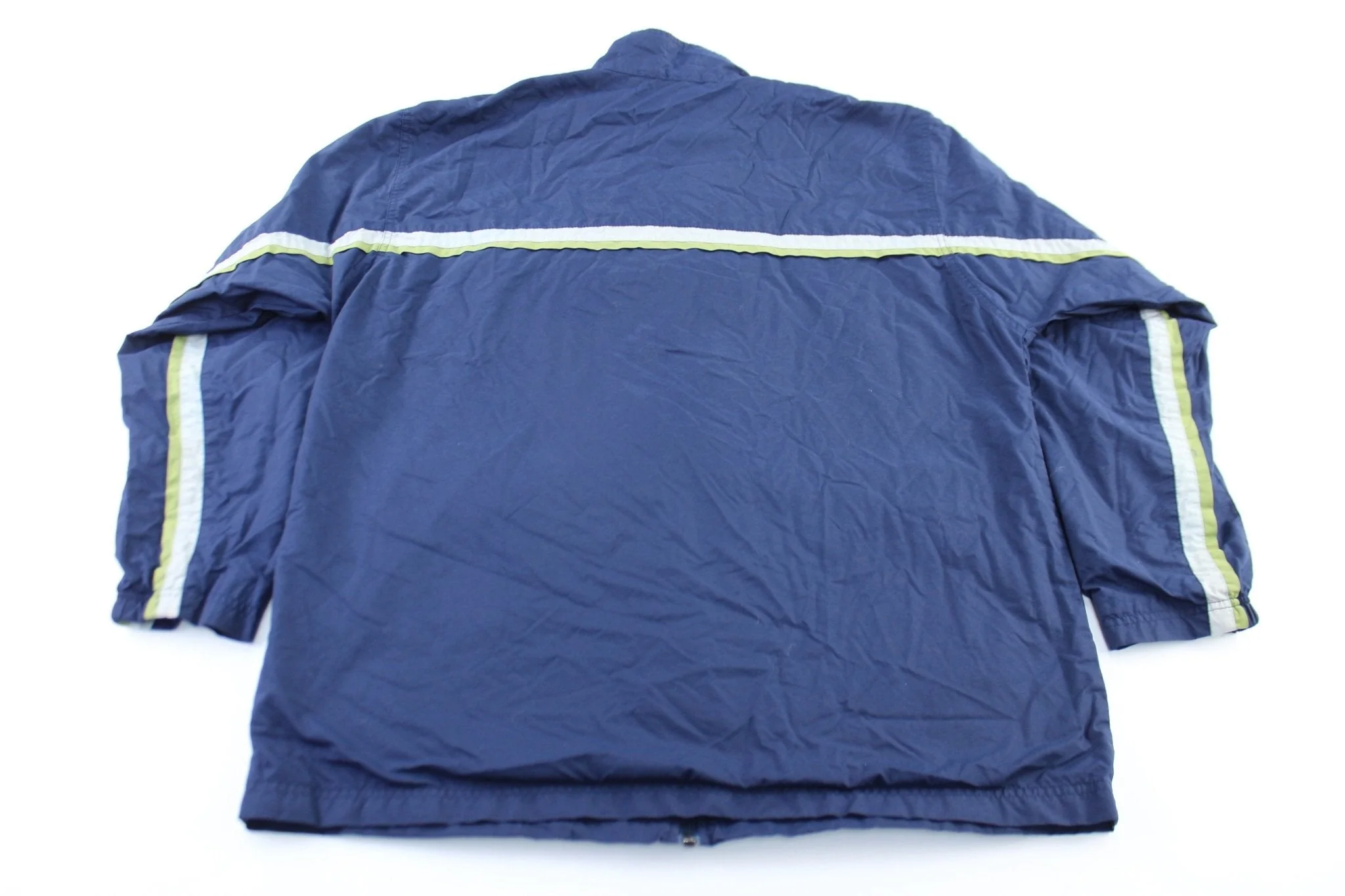 Y2K Nike Embroidered Logo Navy Blue Striped Zip Up Jacket - Image 2