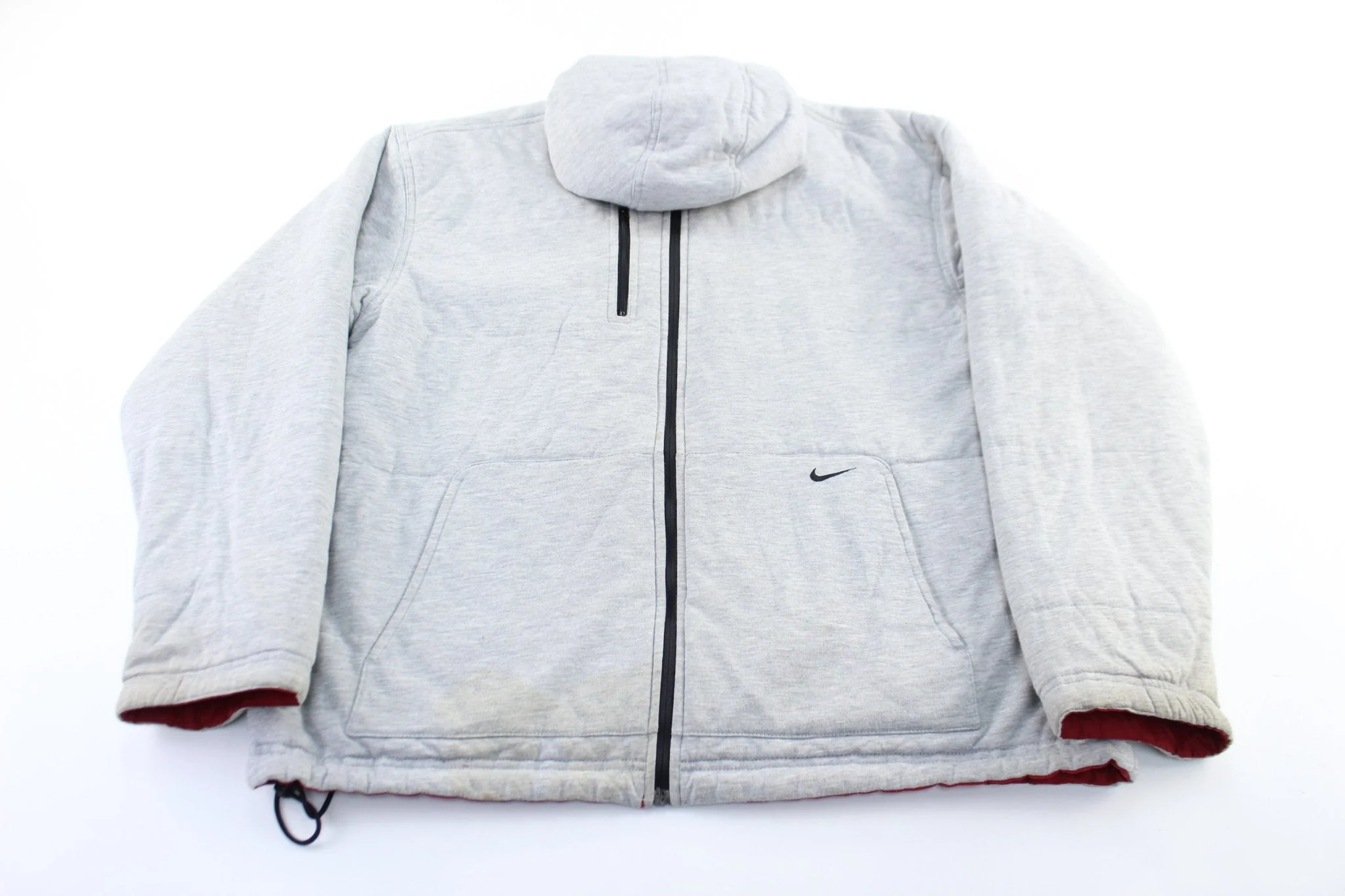 Y2K Nike Embroidered Logo Red & Grey Reversible Zip Up Jacket - Image 3
