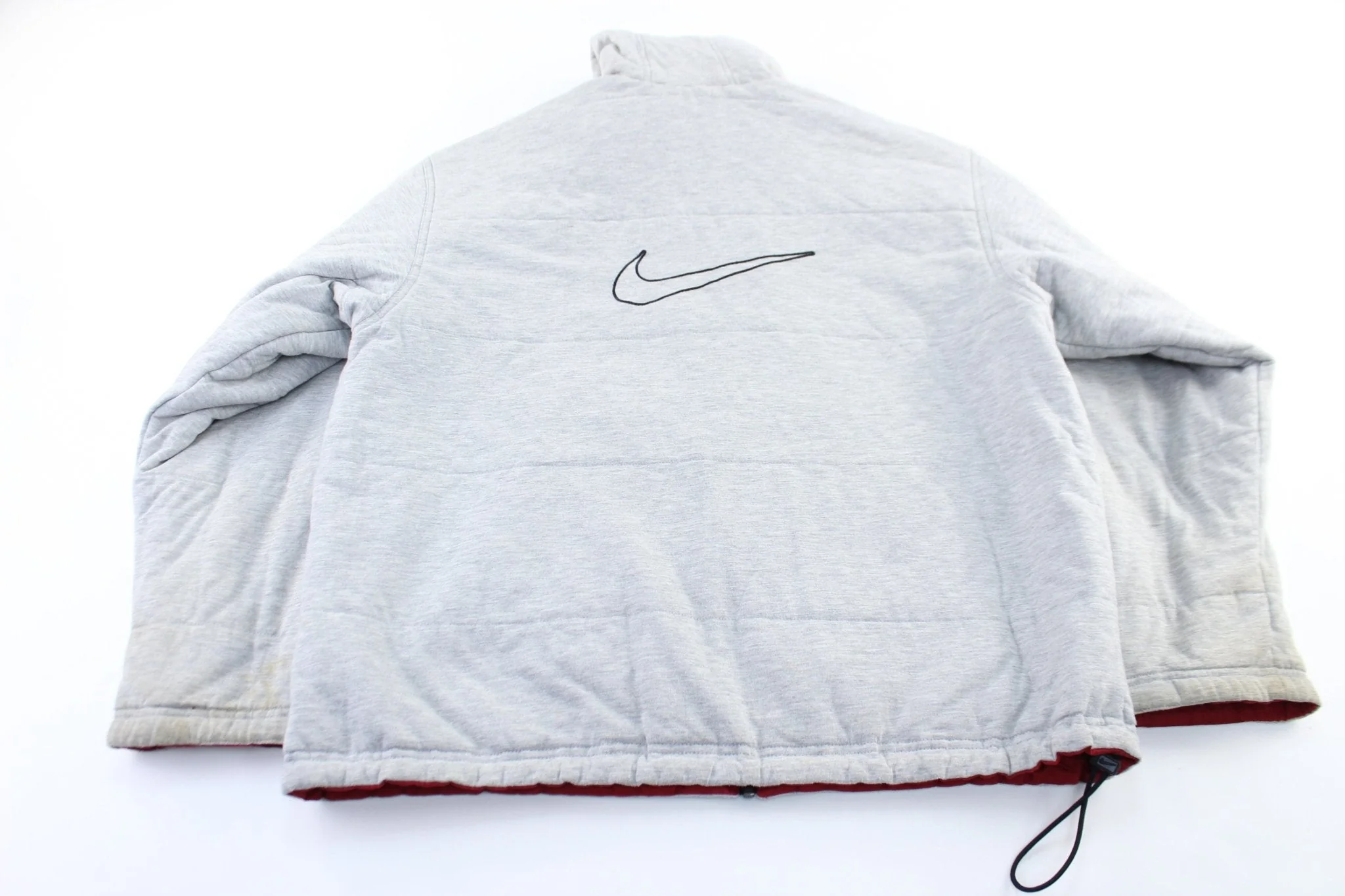 Y2K Nike Embroidered Logo Red & Grey Reversible Zip Up Jacket - Image 4