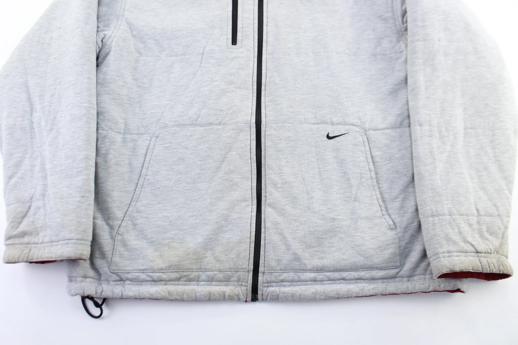 Y2K Nike Embroidered Logo Red & Grey Reversible Zip Up Jacket - Image 5