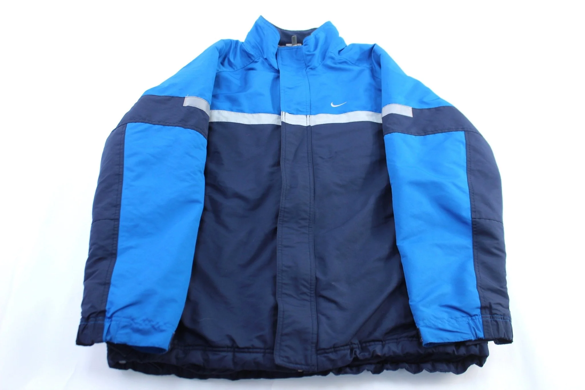 Y2K Nike Embroidered Swoosh Logo Blue & Grey Zip Up Jacket