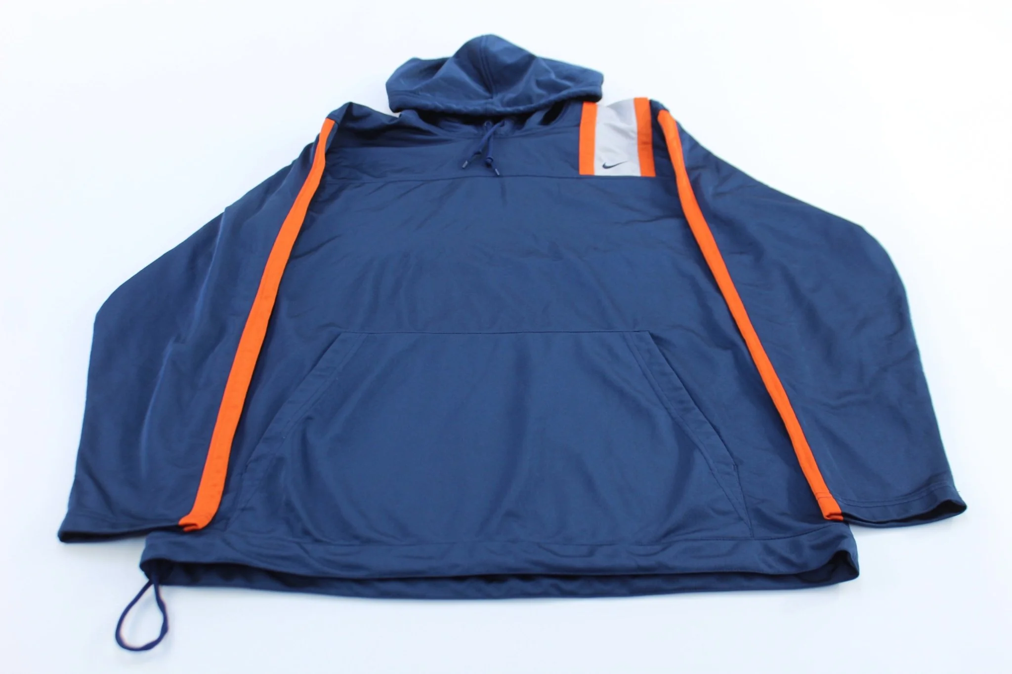 Y2K Nike Swoosh Logo Blue, White, Orange Pullover Hoodie