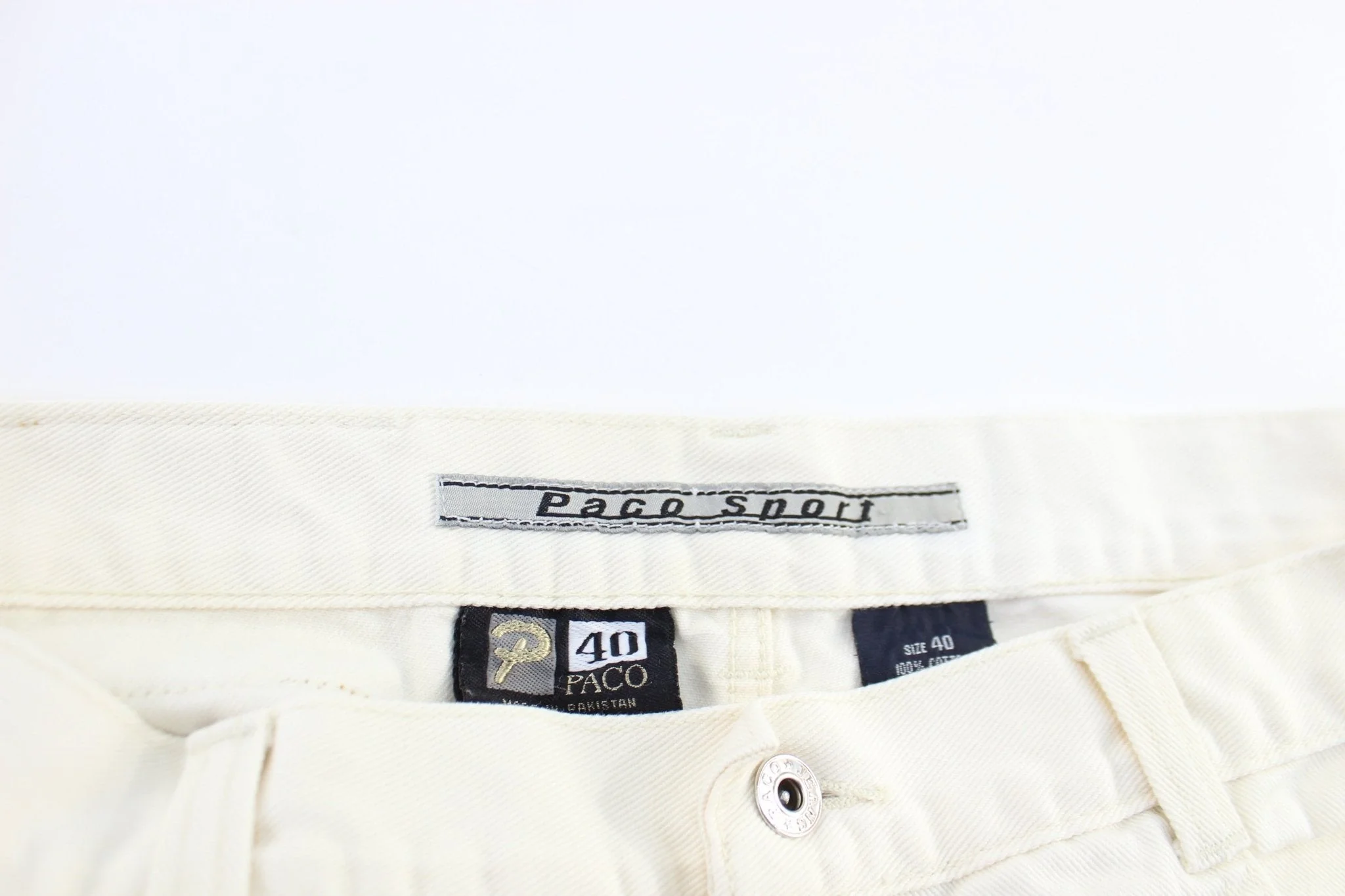 Y2K Paco Sport White Wash Shorts - Image 4