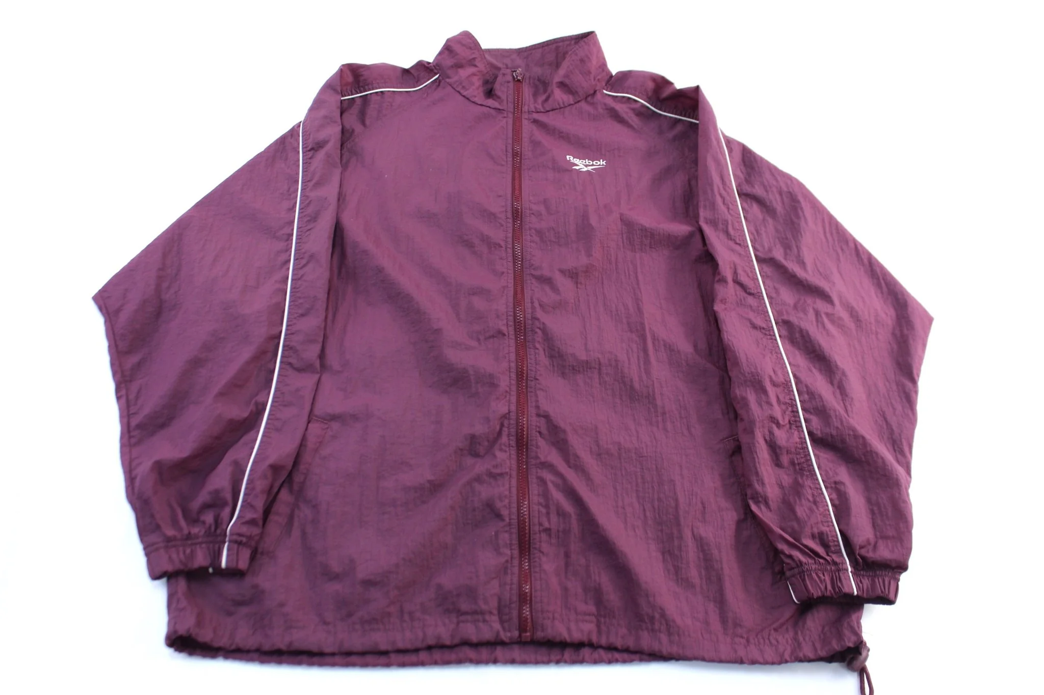 Reebok Embroidered Logo Maroon & White Zip Up Jacket