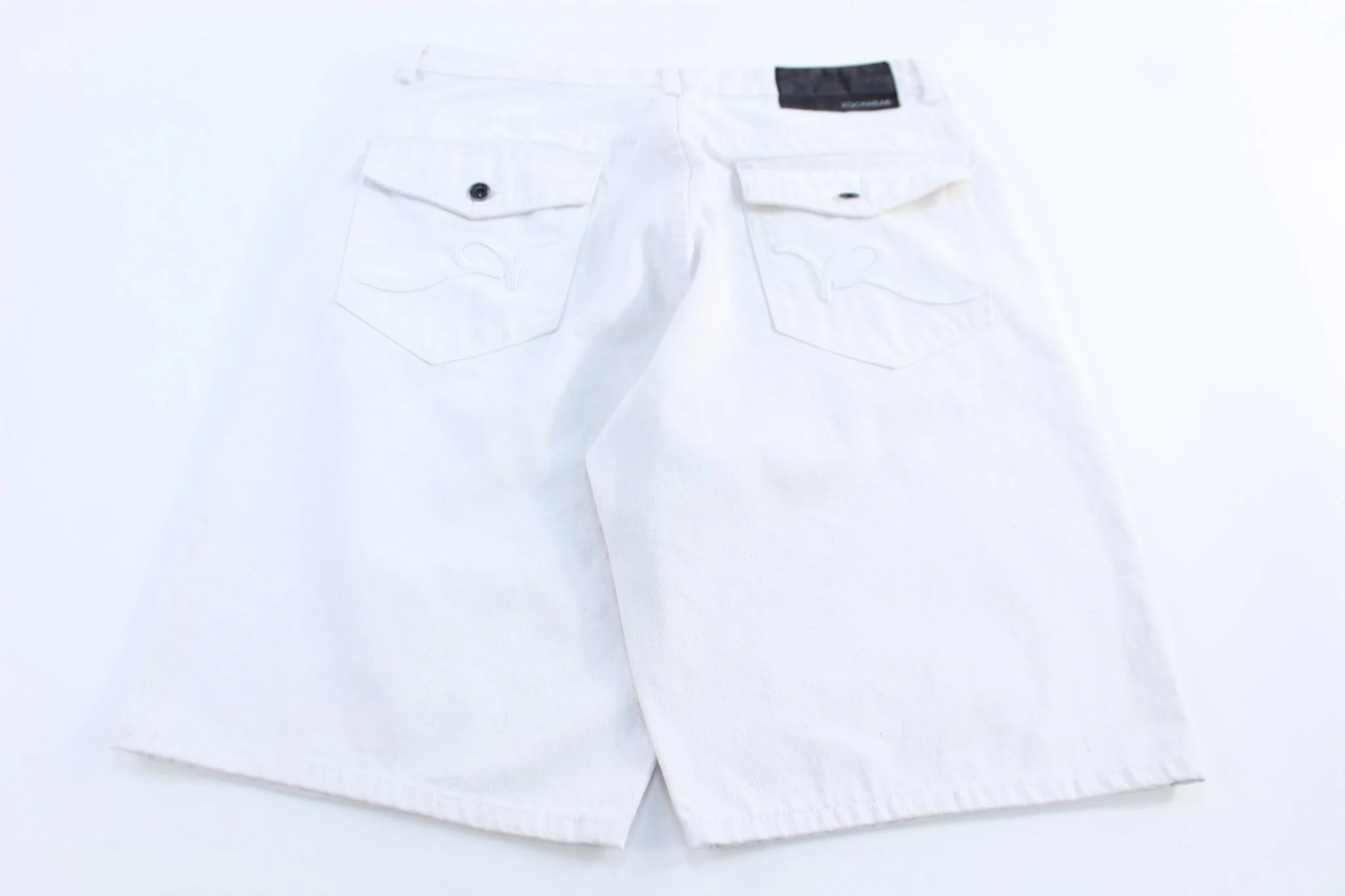 Y2K Rocawear Embroidered White Denim Shorts
