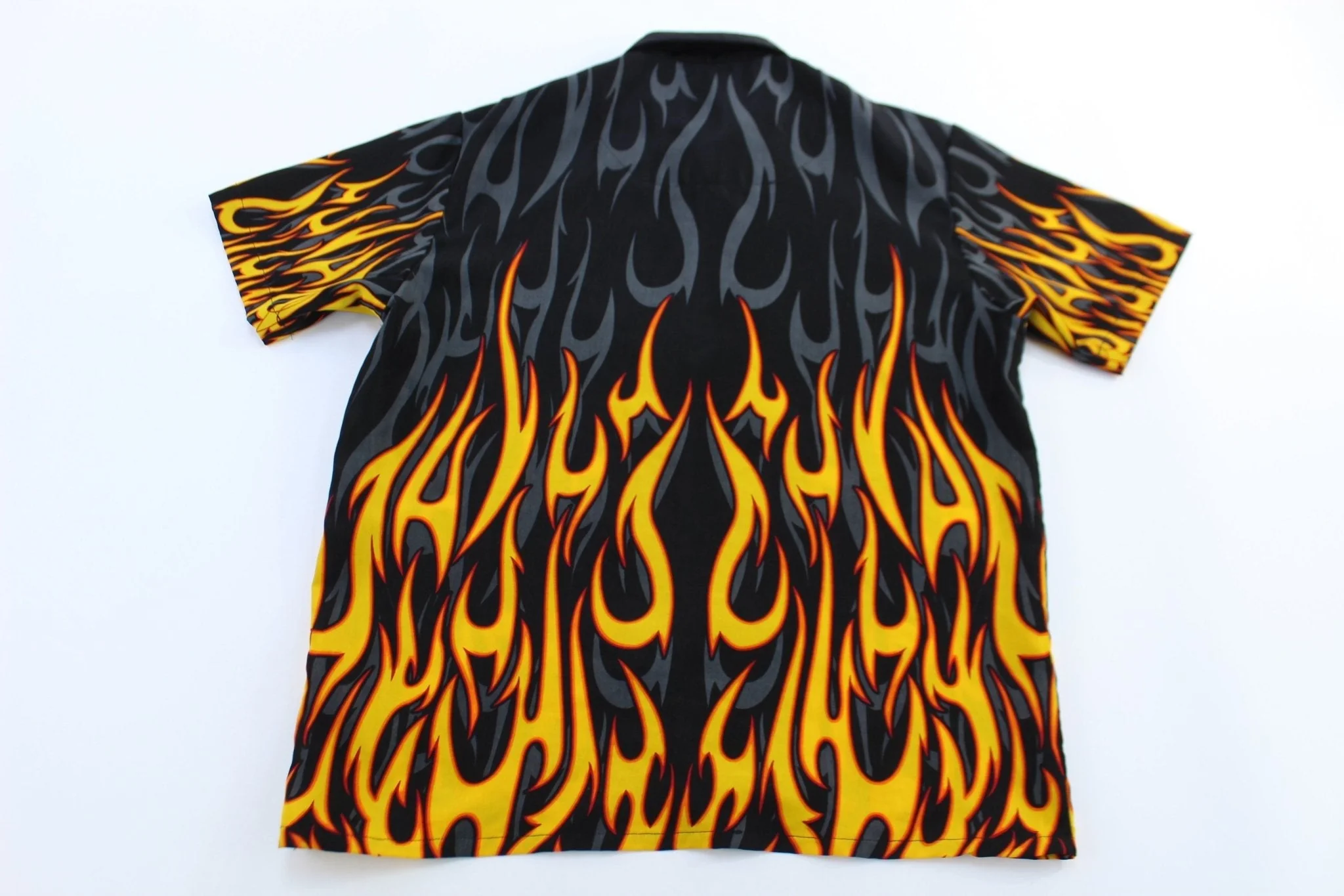 Y2K Sapphire Lounge Flames Graphic Button Down - Image 3