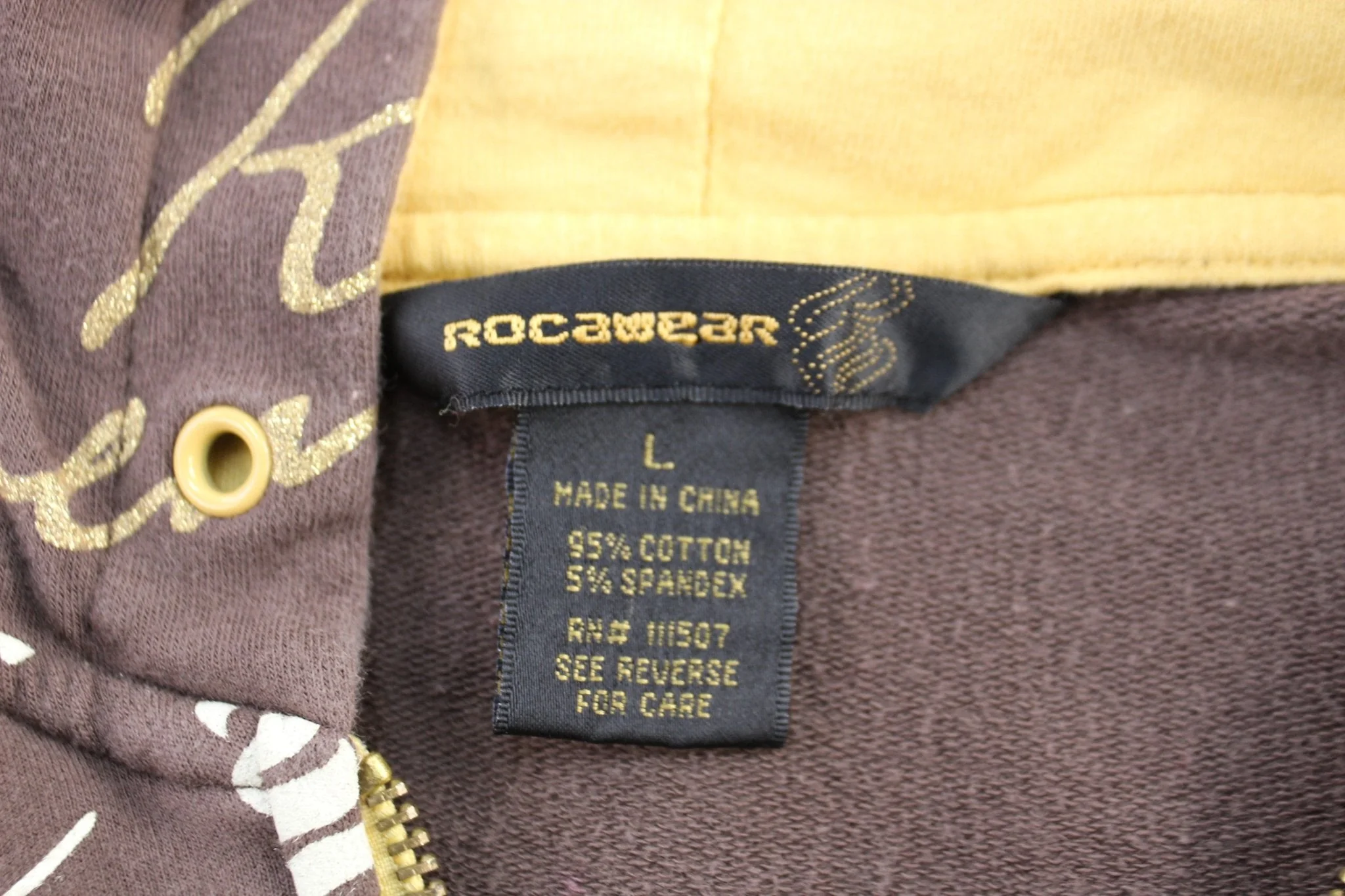 Y2K Women's Rocawear Brown & Gold Full Zip Jacket - Image 3