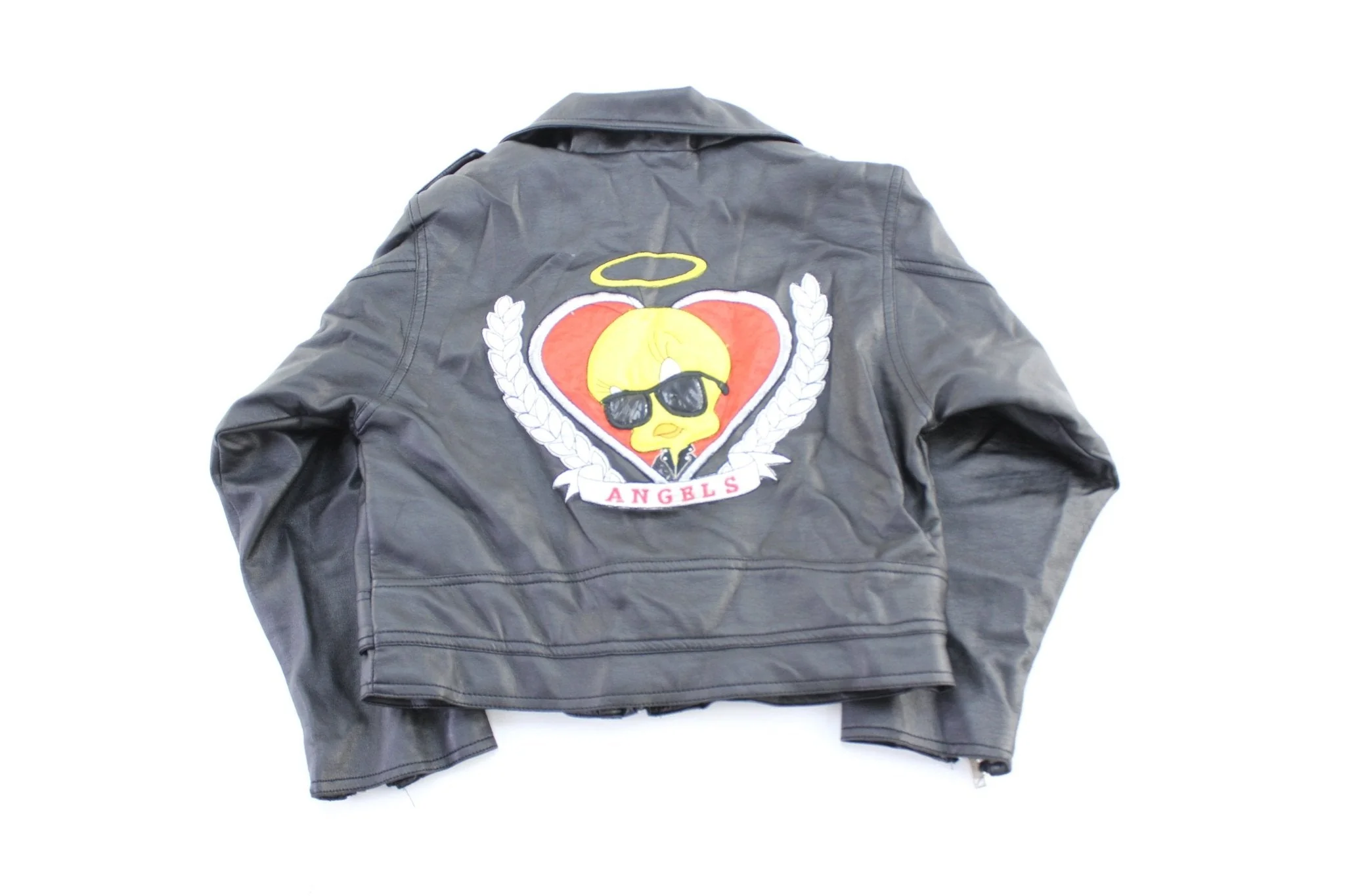Youth 1997 Tweety Embroidered Black Biker Jacket - Image 2