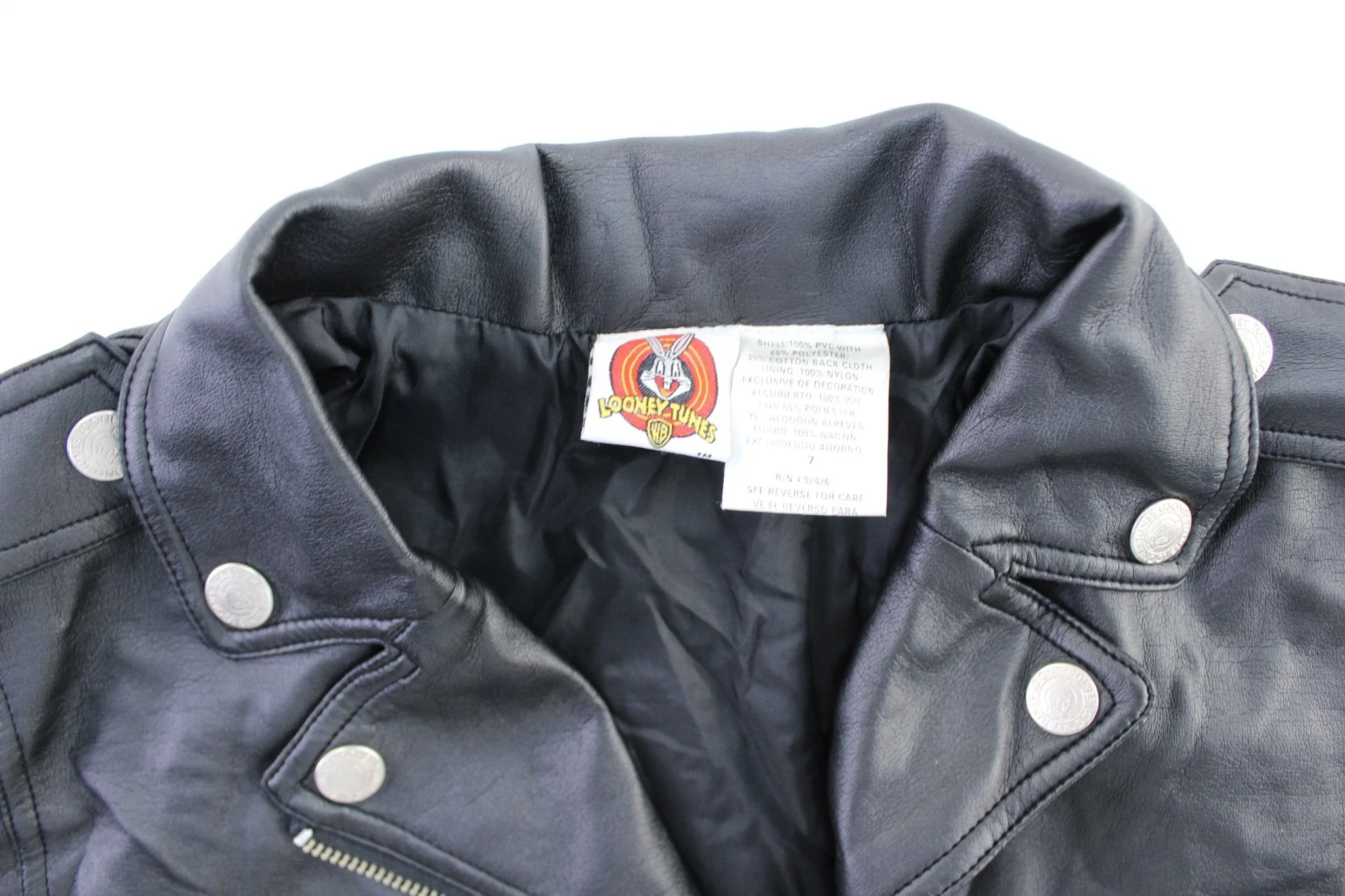 Youth 1997 Tweety Embroidered Black Biker Jacket - Image 3