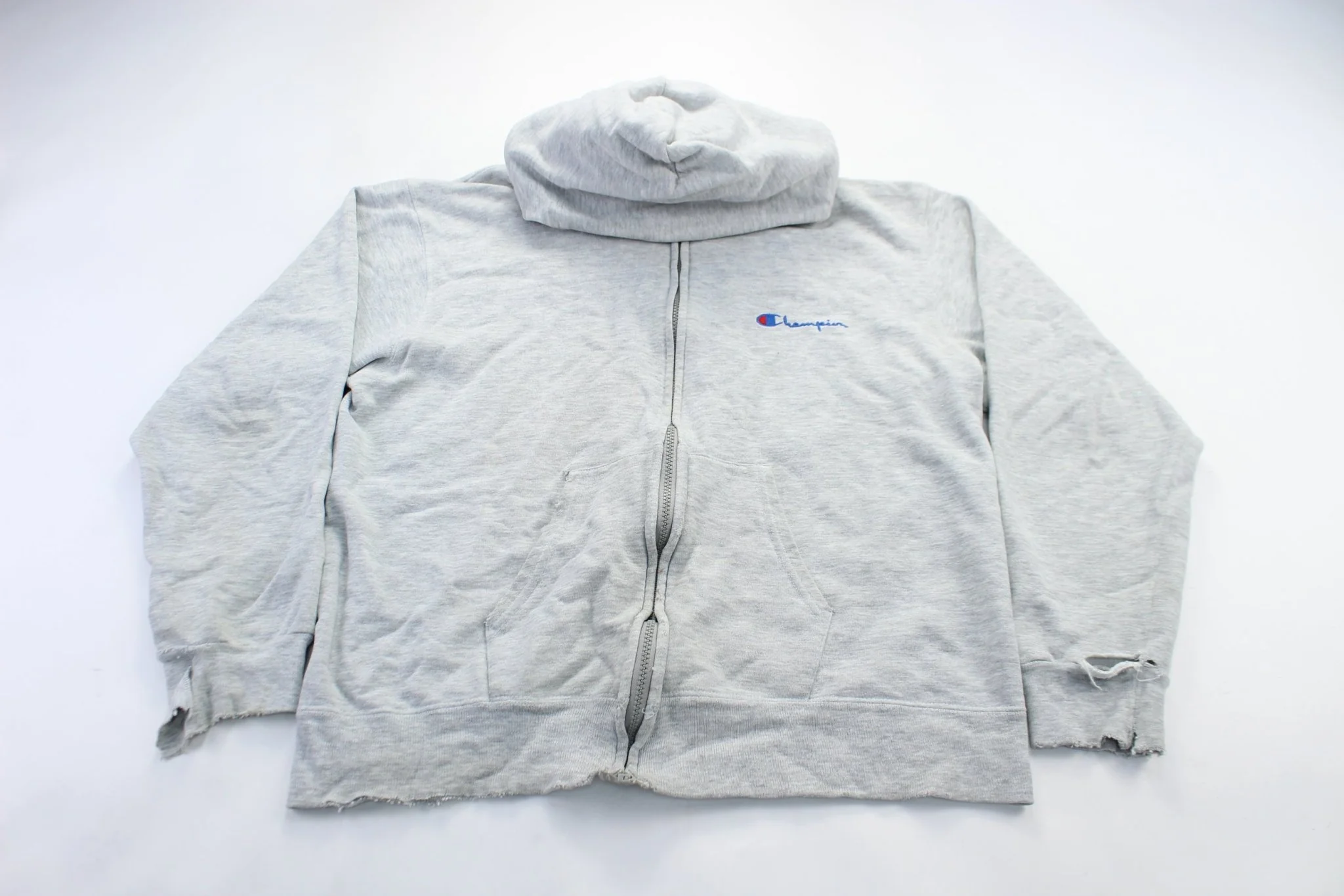 Youth Champion Embroidered Logo Grey Zip Up Jacket