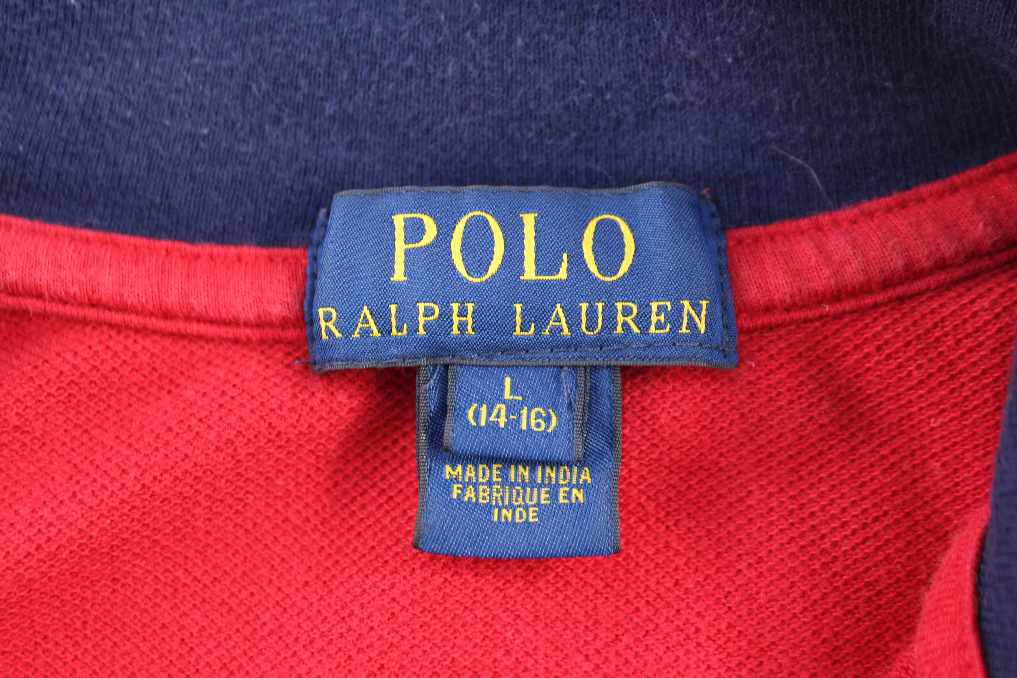 Youth Polo Ralph Lauren Red & Blue Quarter Zip Sweater - Image 4