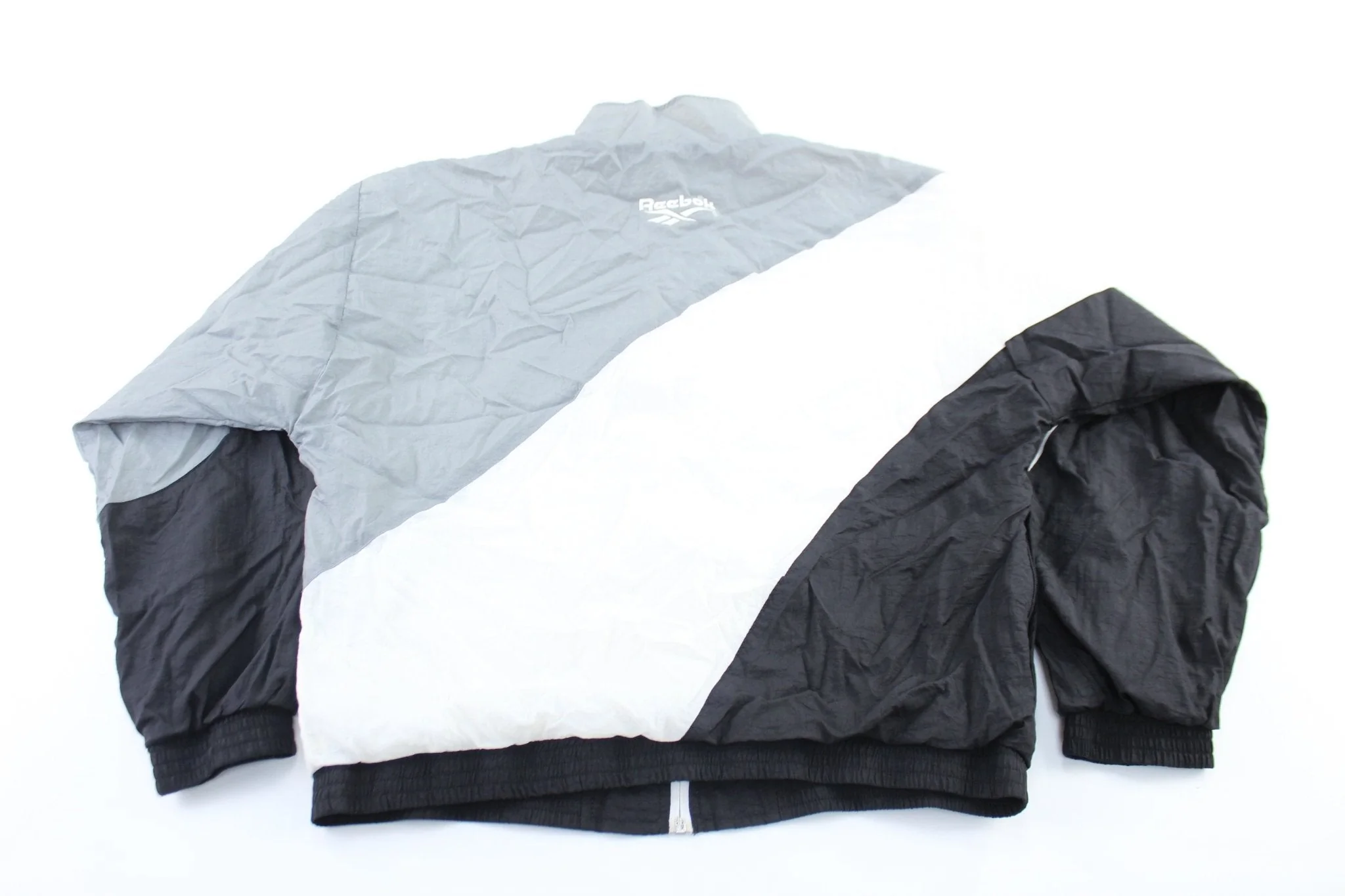 Youth Reebok Embroidered Logo Black, White, & Grey Zip Up Jacket - Image 2